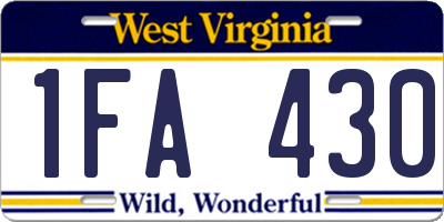 WV license plate 1FA430