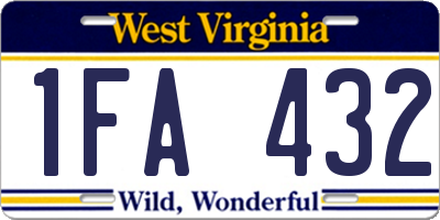 WV license plate 1FA432