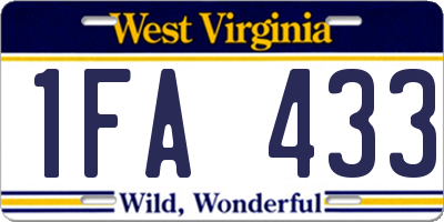 WV license plate 1FA433
