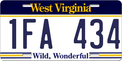 WV license plate 1FA434
