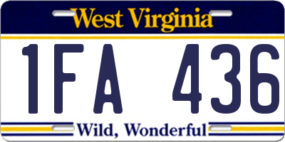 WV license plate 1FA436