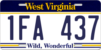 WV license plate 1FA437
