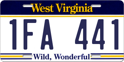 WV license plate 1FA441
