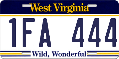 WV license plate 1FA444