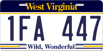 WV license plate 1FA447