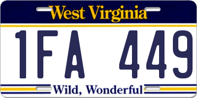 WV license plate 1FA449