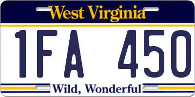 WV license plate 1FA450