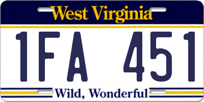 WV license plate 1FA451