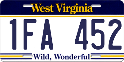 WV license plate 1FA452