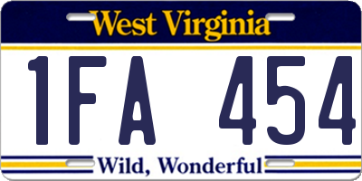 WV license plate 1FA454