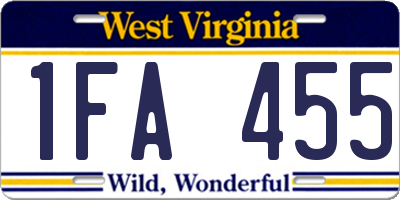 WV license plate 1FA455