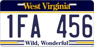 WV license plate 1FA456