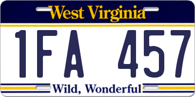 WV license plate 1FA457