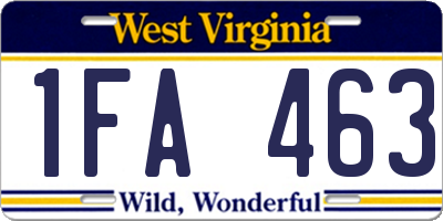 WV license plate 1FA463