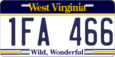 WV license plate 1FA466