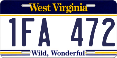 WV license plate 1FA472