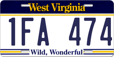WV license plate 1FA474