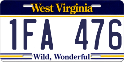 WV license plate 1FA476