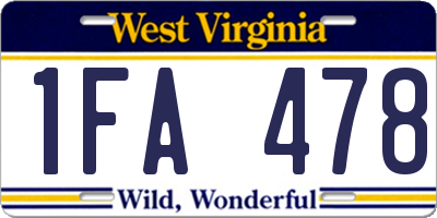 WV license plate 1FA478