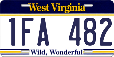WV license plate 1FA482