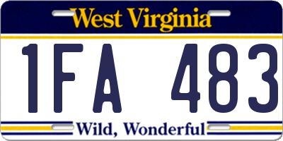 WV license plate 1FA483