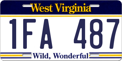 WV license plate 1FA487