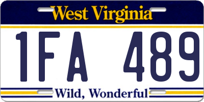 WV license plate 1FA489