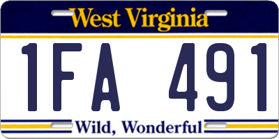 WV license plate 1FA491
