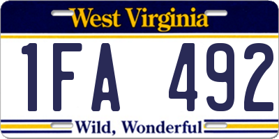 WV license plate 1FA492