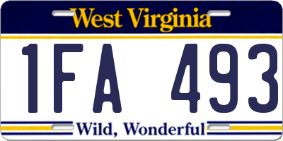 WV license plate 1FA493