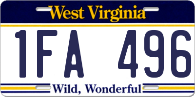 WV license plate 1FA496