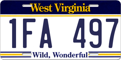 WV license plate 1FA497