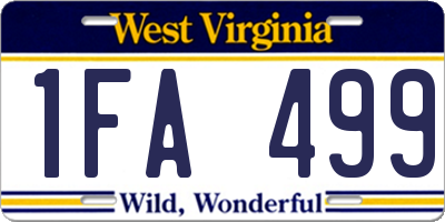 WV license plate 1FA499