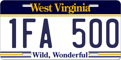 WV license plate 1FA500