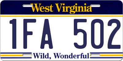 WV license plate 1FA502