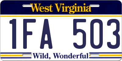 WV license plate 1FA503