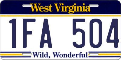 WV license plate 1FA504