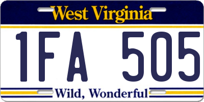 WV license plate 1FA505