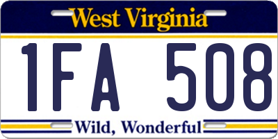 WV license plate 1FA508