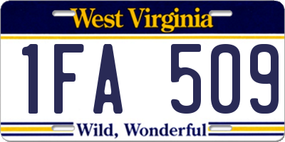 WV license plate 1FA509