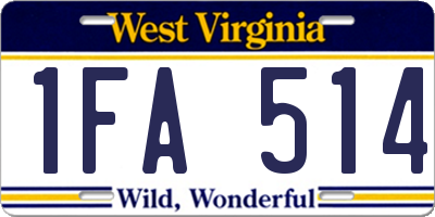 WV license plate 1FA514