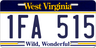 WV license plate 1FA515