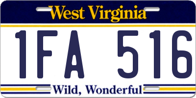 WV license plate 1FA516
