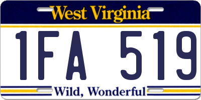 WV license plate 1FA519