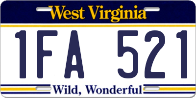 WV license plate 1FA521