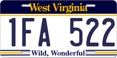 WV license plate 1FA522