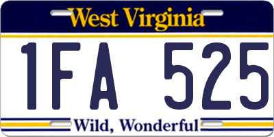 WV license plate 1FA525