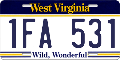 WV license plate 1FA531