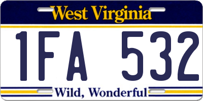 WV license plate 1FA532