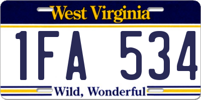 WV license plate 1FA534